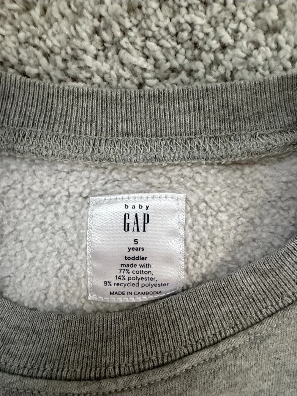 GAP Kids Light Gray Sweatshirt with Navy Logo